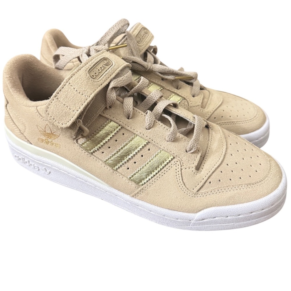 Adidas Forum Low Beige Gold Suede Sneakers H03206 Womens 10‎